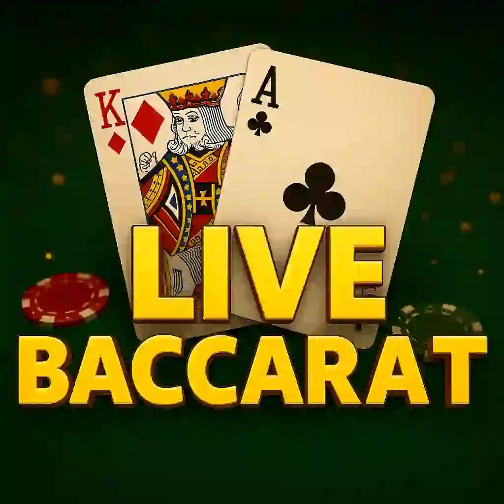 Live Baccarat slot icon by Evolution, available at Fatpirate Casino